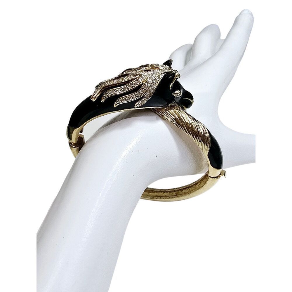 Panetta Rare Swarovski Rhinestone Horse head and Enamel Vintage Costume Bracelet - Picture 4 of 16